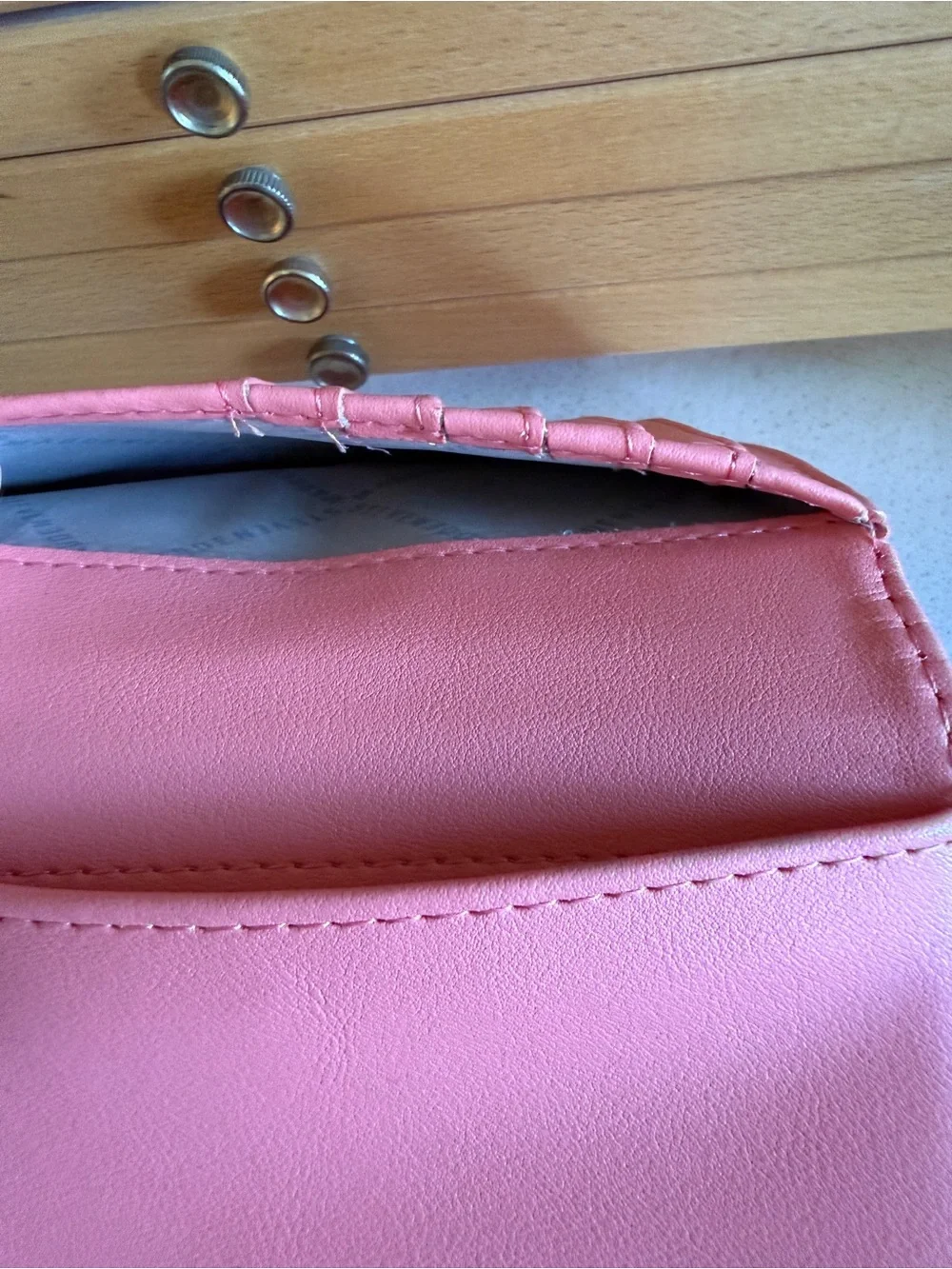 Steve Madden Pink Monogram Snap Wallet Card Holder Faux Leather